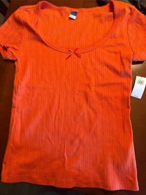 Old Navy Orange Scoop Neck Short Sleeve Tee with Bow